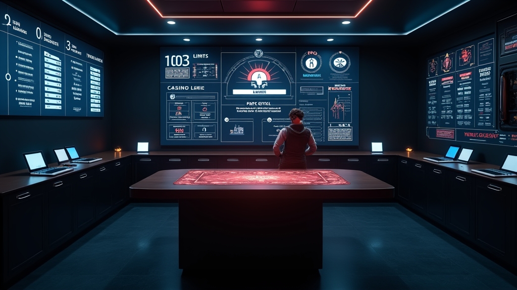 Sicherheits- und Limitübersicht für Casino-Zahlungen auf dunklem Dashboard